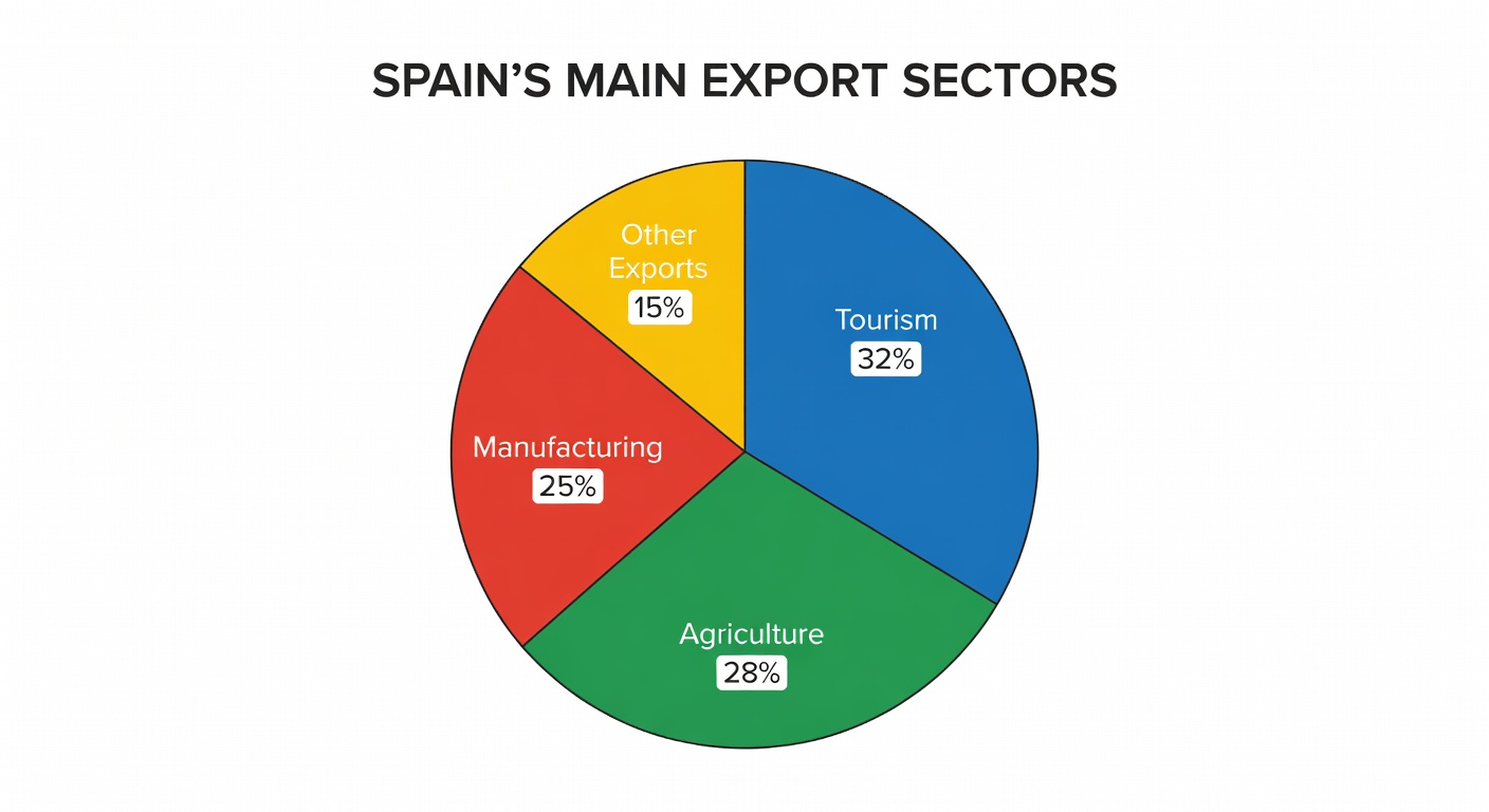 Sectores de exportación en España — gráfico circular